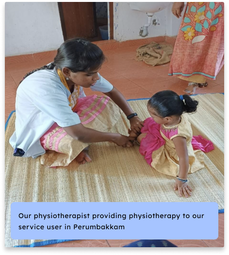 Our physiotherapist on visit to Kunnavakkam Village