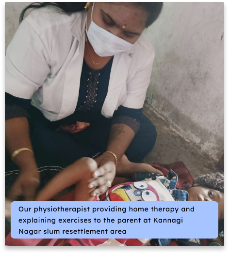 Our physiotherapist providing home therapy at Kannagi Nagar